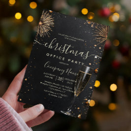 花火とシャンパンホリデーオフィスパーティー 招待状