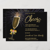 花火とスパークリングの新年招待状 招待状 (正面/裏面)