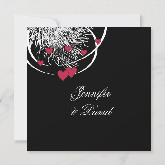 花火とハートのツリー婚約発表 招待状 (裏面)