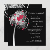 花火とハートの木エンゲージメント発表 招待状 (正面/裏面)