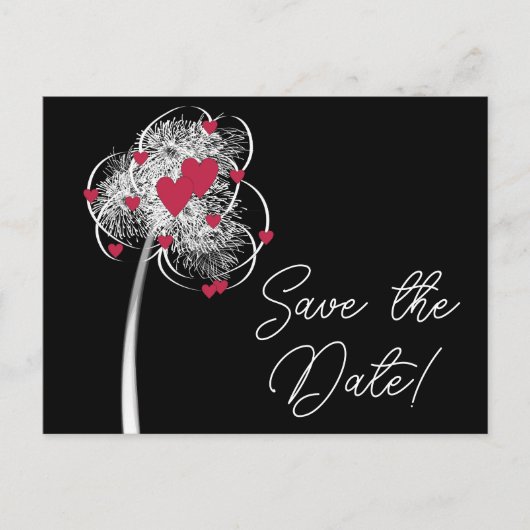 花火とハートのSave the Date ポストカード (正面)
