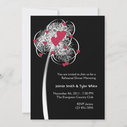 花火とハートツリーリヘアディナー招待状 招待状 (正面)