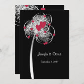 花火とハートツリー結婚式招待状 招待状 (正面/裏面)