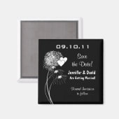 花火とハート日付マグネットを保存 マグネット (正面/裏面)