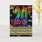 花火とバブルで祝う20周年 カード (黄色い花)