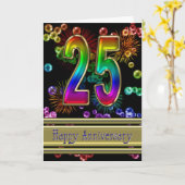 花火とバブルで25周年をお祝いしよう カード (黄色い花)