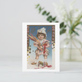花火とロケットを持つ子ども ポストカード (スタンド正面)