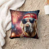 花火と愛国的なゴールデンレトリバー クッション (ブランケット)
