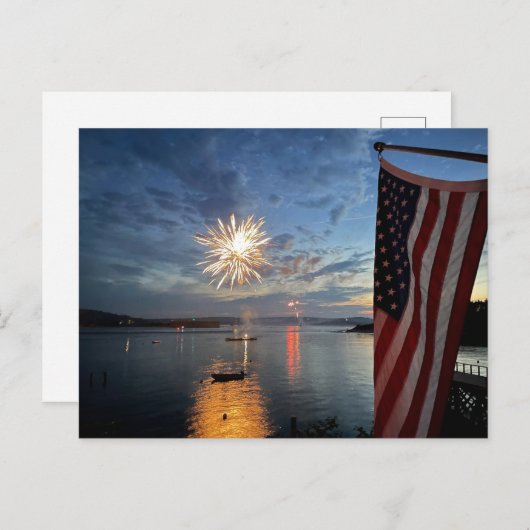 花火と旗！ ポストカード (正面/裏面)