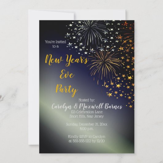 花火と星夜空の大晦日パーティー 招待状 (正面)