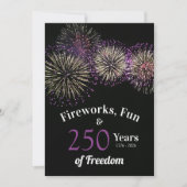 花火と楽しみと自由 250周年 アメリカ独立記念日 招待状 (正面)