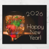 花火と泡の2026年の願い スパークリングワインラベル (シングルラベル)