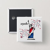 花火と自由の女神 250周年記念独立記念日 缶バッジ (正面&裏面)