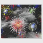 花火と雲お祝い ラッピングペーパー (フラット)