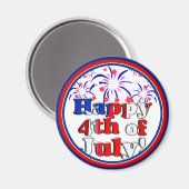 花火と7月4日おめでとう マグネット (正面/裏面)