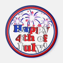 花火と7月4日おめでとう マグネット