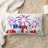 花火と7月4日おめでとう ランバークッション (ブランケット)