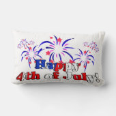 花火と7月4日おめでとう ランバークッション (裏面)
