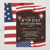 花火とBBQの独立記念日パーティー 招待状 (正面/裏面)