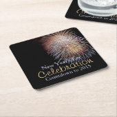 花火のお祝いの大晦日のコースター スクエアペーパーコースター (アングル)