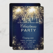 花火のきらめくクリ企業のスマスパーティー 招待状 (正面/裏面)