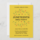 花火のような黄色 赤 緑 黒のジューン ティーン BBQ 招待状 (正面)
