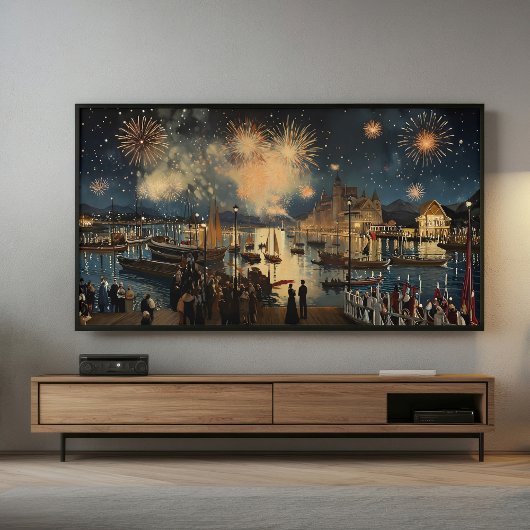 花火のウォーターフロントプリント | Samsung Frame TV アート ポスター