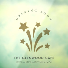 花火のスター金ゴールドグリッターが来近々オープン ウィンドウサイン