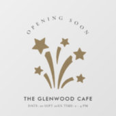 花火のスター金ゴールドグリッターが来近々オープン ウィンドウサイン (シート)