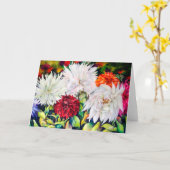 花火のダリアの挨拶状 カード (黄色い花)