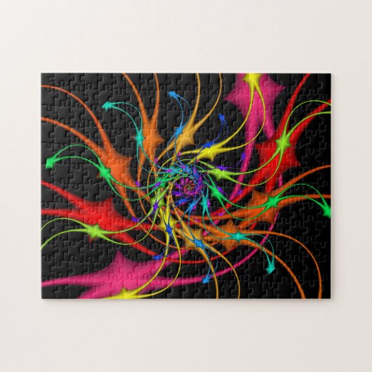 花火のフラクタルの芸術のパズル ジグソーパズル (横)