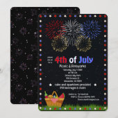花火の夜空の下での7月4日のピクニック 招待状 (正面/裏面)