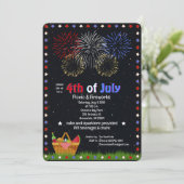 花火の夜空の下での7月4日のピクニック 招待状 (スタンド正面)