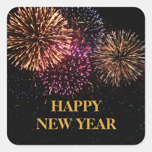 花火の大晦日のシール スクエアシール (正面)