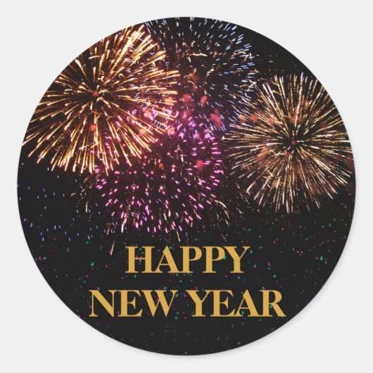 花火の大晦日のシール ラウンドシール (正面)