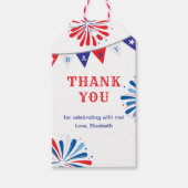 花火の愛国心のある赤ちゃんシャワー ギフトタグ (正面)