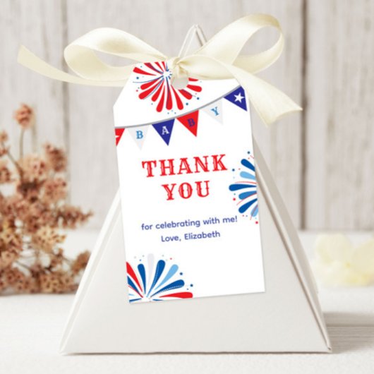 花火の愛国心のある赤ちゃんシャワー ギフトタグ