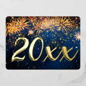 花火の新年のパーティー企業のホリデーパーティー 箔招待状 (正面)