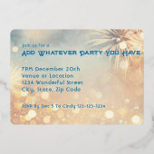 花火の新年のパーティー企業のホリデーパーティー 箔招待状 (裏面)