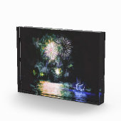 花火の新年祝の水彩 フォトブロック (右)