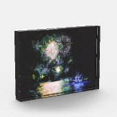 花火の新年祝の水彩 フォトブロック (左)