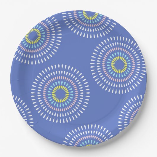 花火の日本の青 ペーパープレート (正面)