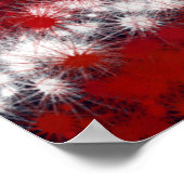 花火の星とストライプのアメリカ国旗 ポスター (角)