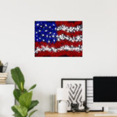 花火の星とストライプのアメリカ国旗 ポスター (ホームオフィス)