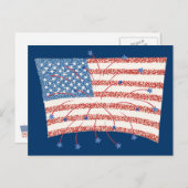 花火の点描U Sの旗の郵便はがき ポストカード (正面/裏面)