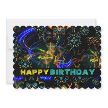 花火の爆発 エキゾチック 誕生日カード