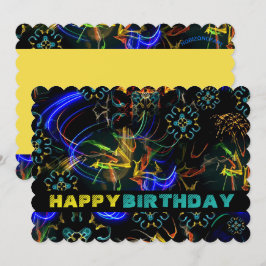 花火の爆発 エキゾチック 誕生日カード 招待状