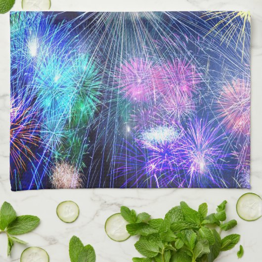 花火の爆発 キッチンタオル (折り畳み)