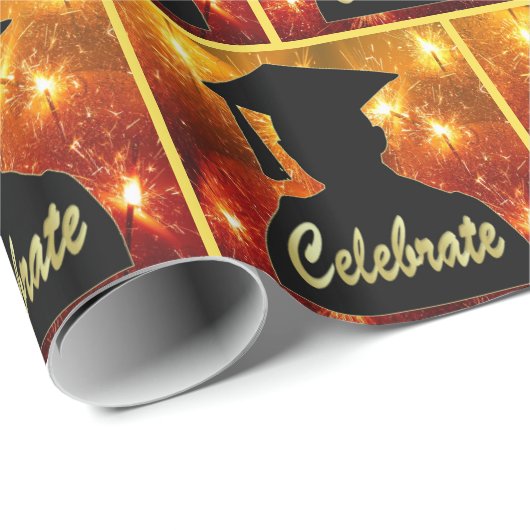 花火の祝卒業シルエット ラッピングペーパー (ロールコーナー)