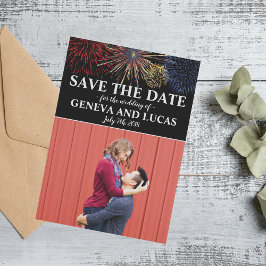 花火の空の7月4日結婚式の日付を保存 セーブザデート